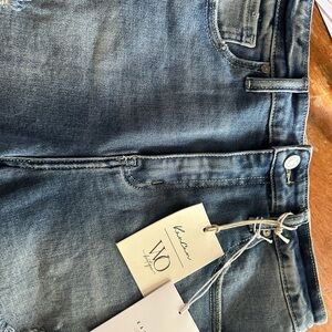 KanCan Women's Blue Cropped Denim Shorts